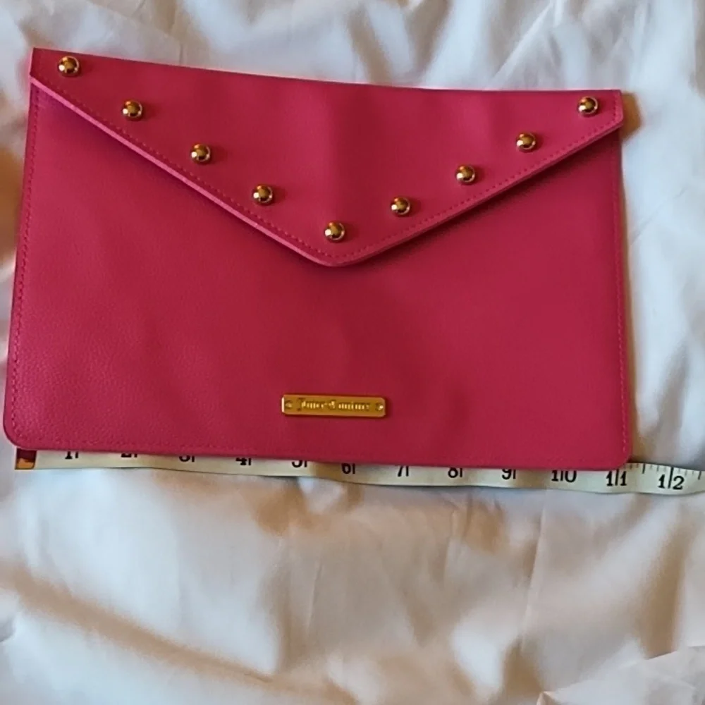 Juicy Couture hot pink gold studded envelope purse
